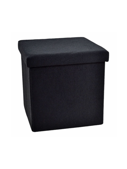 Stool For Living Room Collapsible With Storage Space Upholstered with Fabric Black 40x40x38cm
