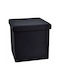 Stool For Living Room Collapsible With Storage Space Upholstered with Fabric Black 40x40x38cm