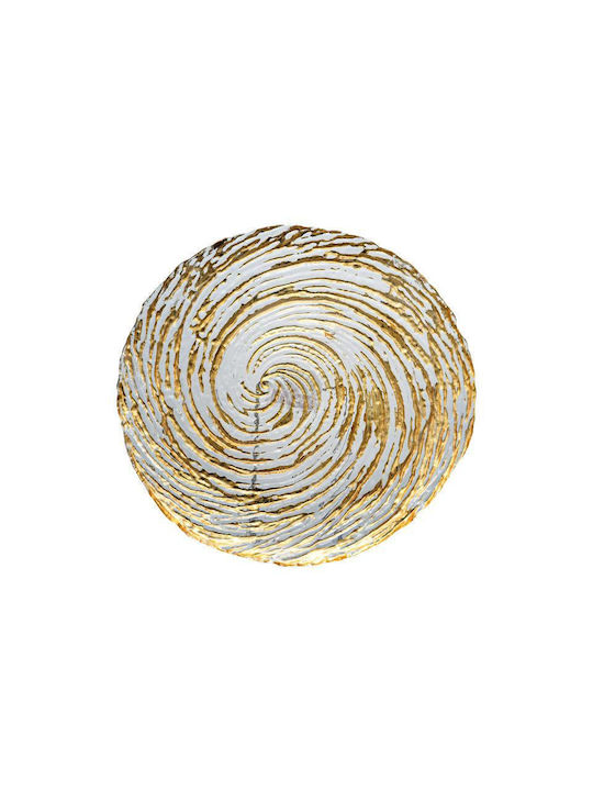 Fylliana Fl32 Dekorative Platte Rund Glas Gold 1Stück 32x32x2cm