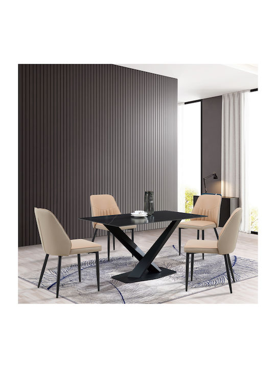 Onyer Dining Room Artificial Leather Chair Brown-grey 48x60x83cm