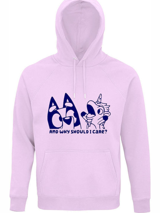 Παιδικό Φούτερ με Κουκούλα και Τσέπες Creamy Pink Bluey Sarcastic Unicorn And Why Should I Care