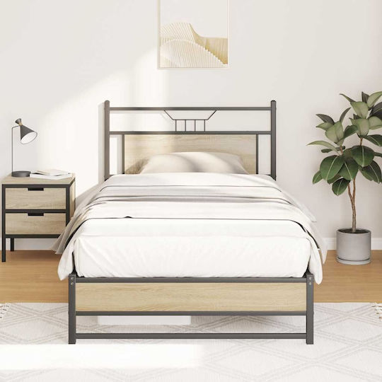 Double Wooden Bed Brown with Slats for Mattress 107x203cm 4106958