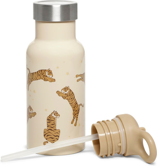 Konges Slojd Kids Water Bottle Thermos Stainless Steel with Straw Tiger 350ml