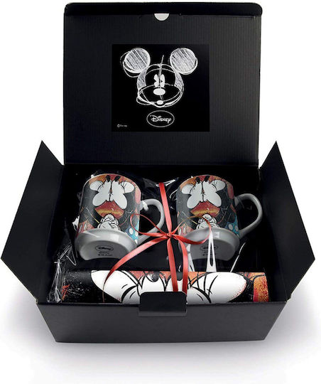 Egan Italy Disney Mickey Mouse Stackable Чаши и Подложки Чаша Керамика Червена 2бр