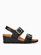 Anatomic Women's Leather Ankle Strap Platforms Black