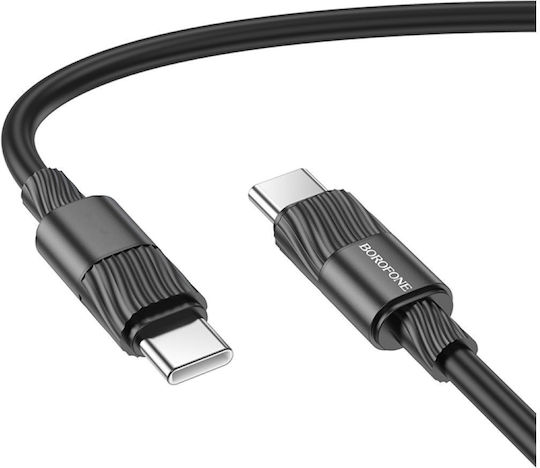 Borofone USB 2.0 Cable USB-C male - USB-C 60W Μαύρο 1m