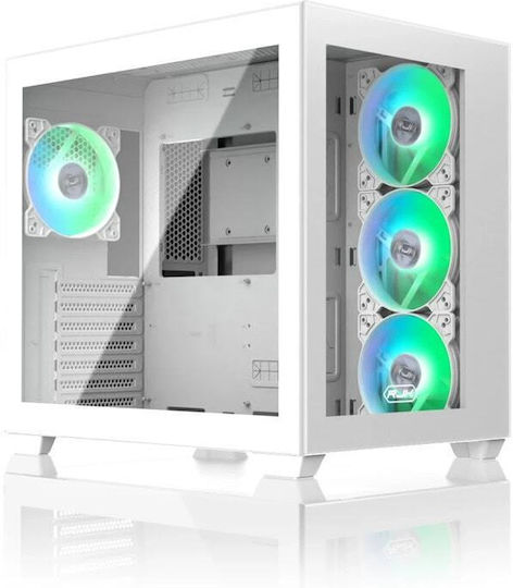 Raijintek Paean C7 TG4 Gaming Midi-Turm Computergehäuse mit Seitenfenster und RGB-Beleuchtung Weiß