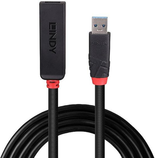 Lindy USB 2.0 Cablu USB-A - USB-A female Negru 10m 43403