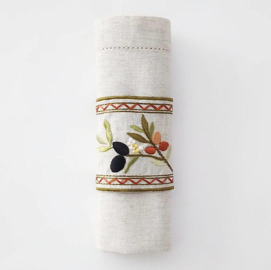 F L Napkin Rings in Olive Branch