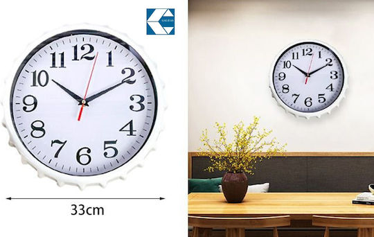 Runde Plastik-Wanduhr Weiß 33cm Galifas 8585604 Galifas