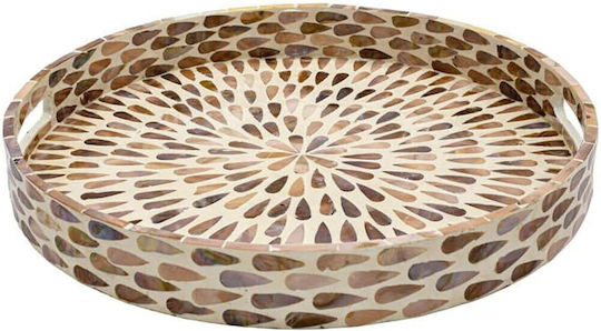 Decorative Tray MDF-Shell Tear Drop Fylliana Fl01 Beige-Brown-White Color 40cm Fylliana 944-124-016