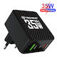 Techsuit Charger Without Cable GaN with USB-A Port and USB-C Port 35W Power Delivery / Quick Charge 3.0 Blacks (CHPD173)