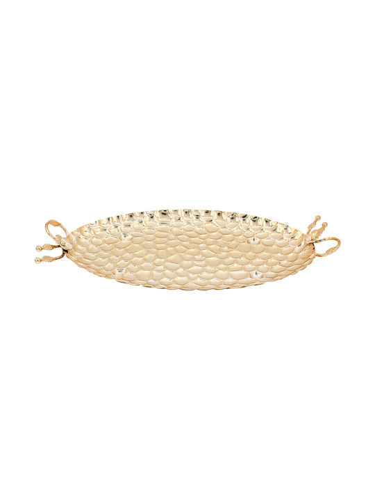 Metal Platter 50x26x5 cm Gold Hammered Keskor 43077-1