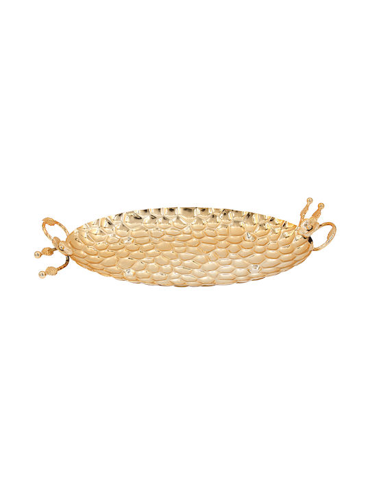 Metal Platter 42x21x5 cm Gold Hammered Keskor 43077-2