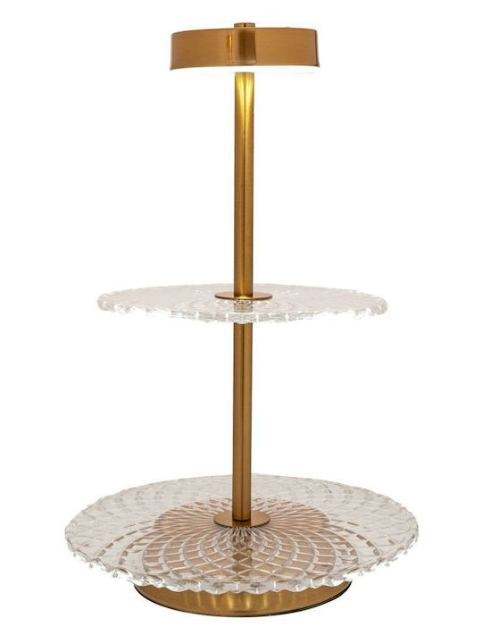 Iliadis Γυάλινη Εταζέρα 2 Ορόφων Χρυσή Ø25cm Π20xΜ40cm