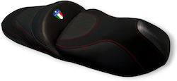 Beverly 500 Piaggio Alcantara Quilted Diamond Smooth Carbon Look Seat Cover Red Stitching Indelible Print