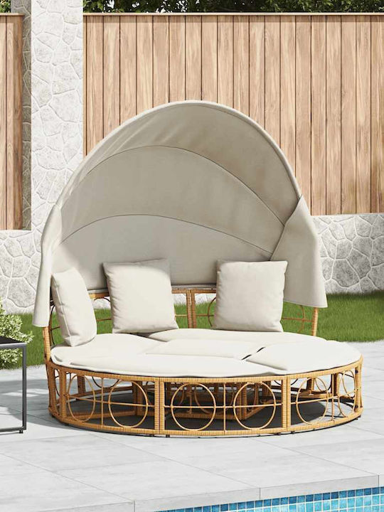 Pat Lounge Exterior Dom Cu Pernă Poly Rattan Crem 4108235