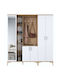 Mobilier de Intrare cu Dulap pentru Pantofi Walnut-white 180x37.5x198.6cm