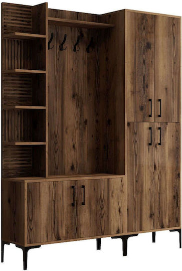 Viyana Мебел За Антре с Шкаф За Обувки Орех 150x35x200см