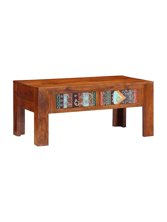 vidaXL Rechteckiger Zentraler Kaffeetisch aus Massivholz Farbe Beige M90xL50xH40cm