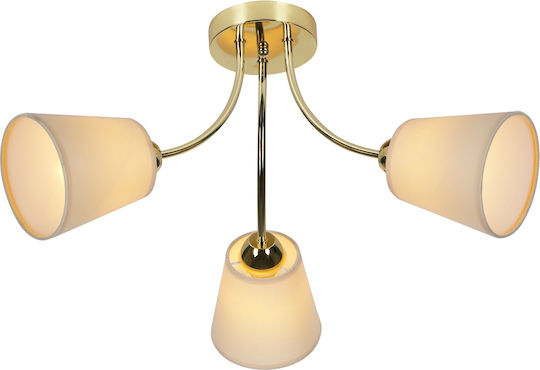 Agora Lighting Πλαφονιέρα Οροφής Χρυσή με Ντουί E27