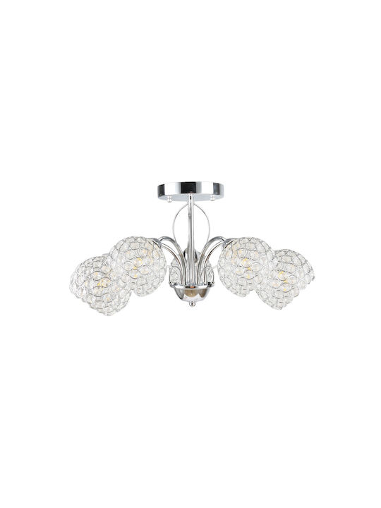 Agora Lighting Πλαφονιέρα Οροφής Ασημί με Ντουί E14