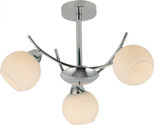 Agora Lighting Πλαφονιέρα Οροφής Ασημί με Ντουί E27
