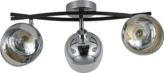 Agora Lighting Πλαφονιέρα Οροφής Ασημί με Ντουί E27
