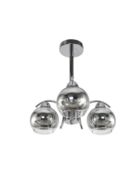 Agora Lighting Висящо Осветително Тяло Сребрист с Цокъл E27 41x41x41см.