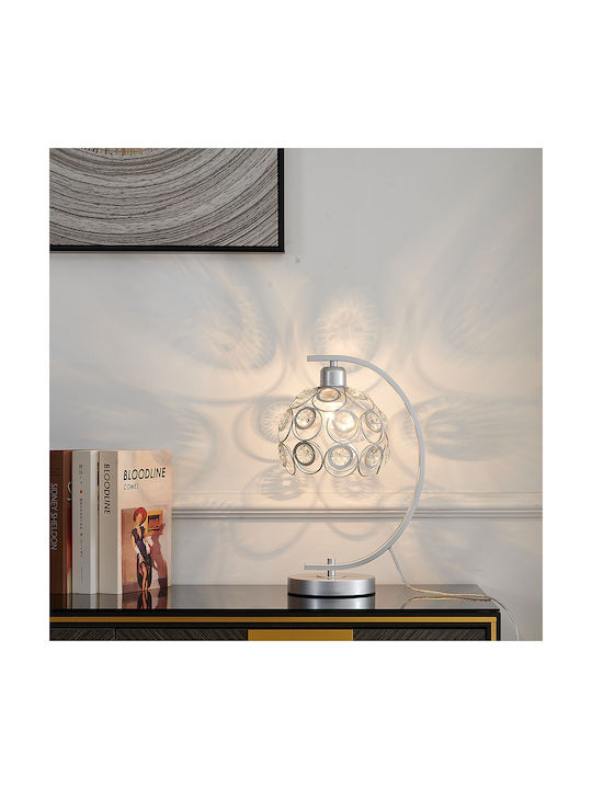 Agora Lighting Metallisches Tischlampen Für E27 Mit Silbernem Hut Und Basis