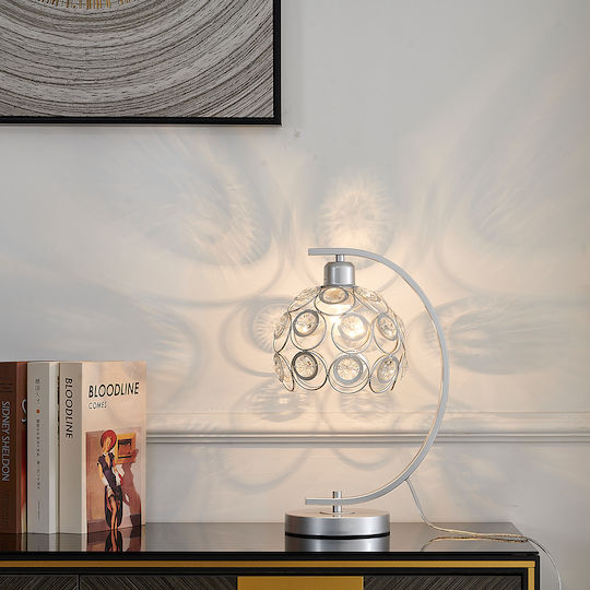 Agora Lighting Metallisches Tischlampen Für E27 Mit Silbernem Hut Und Basis