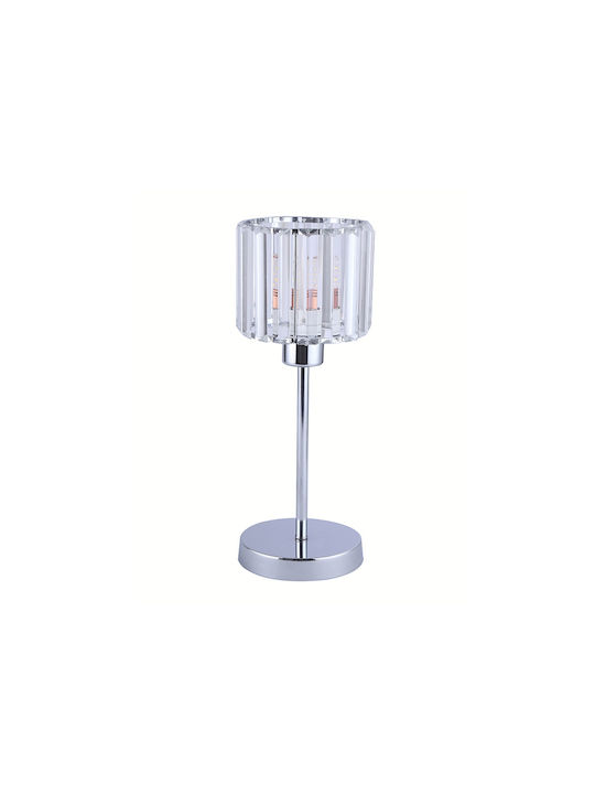 Agora Lighting Кристална Настолна лампа за Цокъл E27 с Прозрачен Абажур и Сребрист Основа