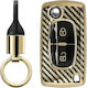 Peugeot Citroen Car Key Case Silicone Keychain Flip Key 2 Buttons Metallic Carbon Fiber Gold Black Kwm000025gd001c