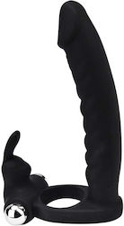 13.0cm Double Fun Vibrating Rabbit Double Penetrator Strap-on Black Loving Joy