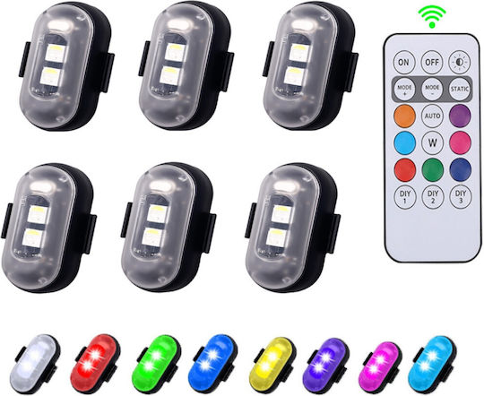 LED Wiederaufladbare Stroboskoplichter Fernbedienung RGBW Drohnen Boote Motorräder Autos 6 Stück TC-162