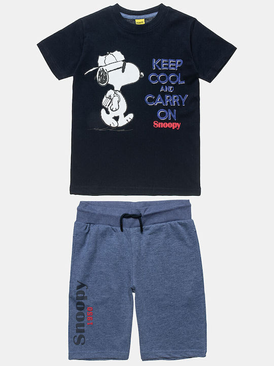 Παιδικό Σετ με Σορτς Καλοκαιρινό 2τμχ Navy Μπλε Snoopy