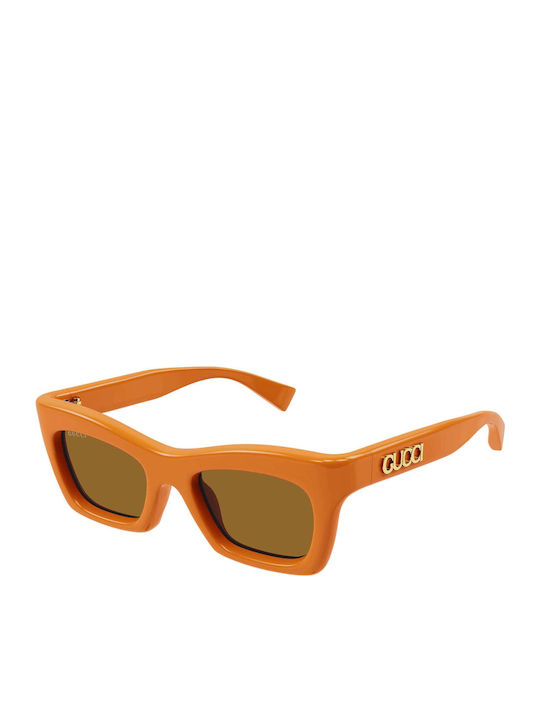 Gucci Women's Sunglasses with Orange Plastic Frame and Brown Lens GG1773S 004