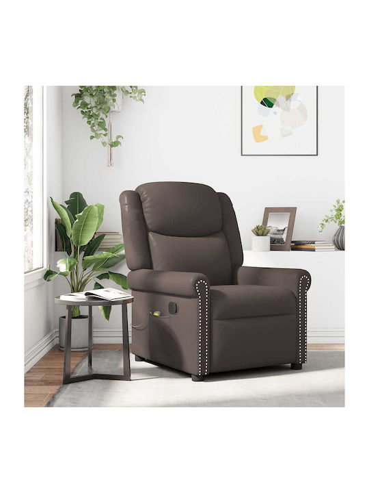 Fotoliu Relax Masaj cu Puf din Piele Naturală Maro 77x92.5x99cm