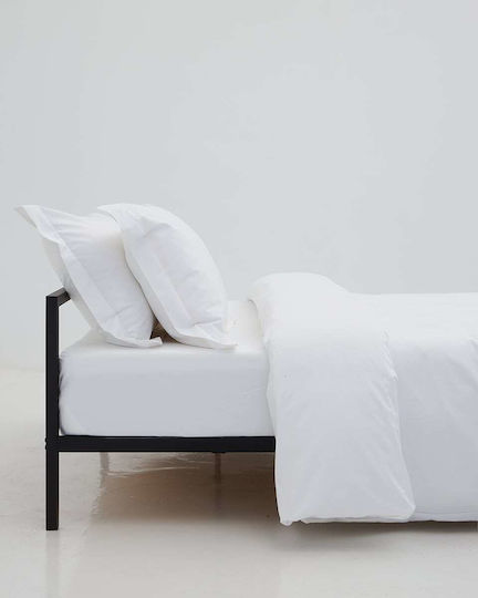 Hotel Cotton Satin Fitted Sheet Mansion Super King White