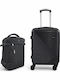 Playful Bags Travel Suitcases Hard Black with 4 Wheels Set of 2pcs & Backpack