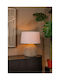 Lucide Lightning Table Lamp for Socket E27 with White Shade and Beige Base