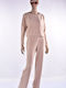 Women's Fabric Beige Trousers