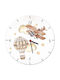 Kinder-Wanduhr Beige Flugzeug Ballon Kinderuhr 30cm Beige
