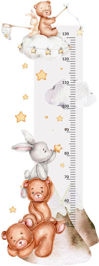 Kinder-Wachstumstabelle Hasen Bären Bunte Wandaufkleber 45x120