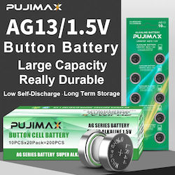 Pujimax Αλκαλικές Μπαταρίες LR44 1.5V 10τμχ