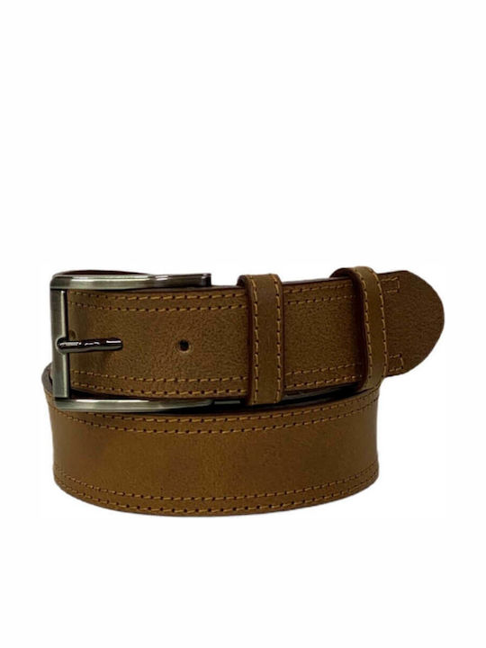 Women Weakness Wide Men's Belt Leather Tabac Brown