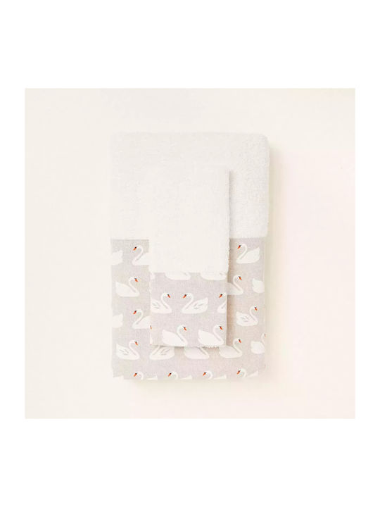 Set of Baby Towels with Swan Print 2pcs 379149 Ntampoudis Ntm-379149