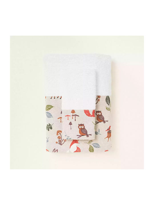 Set of Baby Towels Print Forest Wood Animals 2pcs 379122 Ntampoudis Ntm-379122