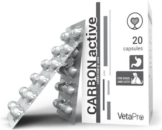 Vetapro Carbon Active Συμπλήρωμα Διατροφής Σκύλου και Γάτας σε Κάψουλες 100gr για Γαστρεντερικές Διαταραχές
