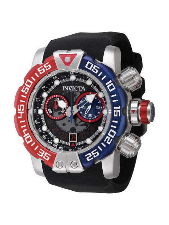Invicta Sea Hunter Ανδρικό Ρολόι 57mm Μπαταρίας με Μαύρο Καουτσούκ